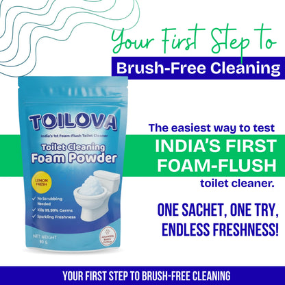 Toilova - Toilet Cleaning Foam Powder - STARTER PACK(One Time Use)